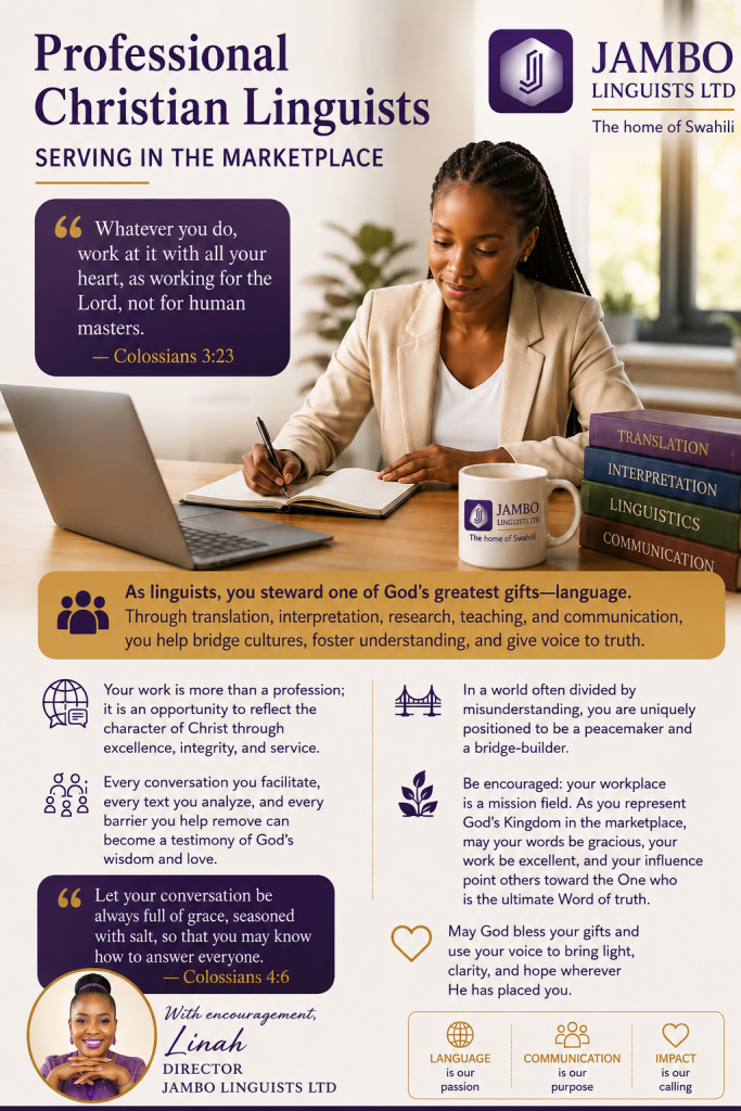 Professional Christian Linguists in the Marketplace 1 JLL BLG CLG 1